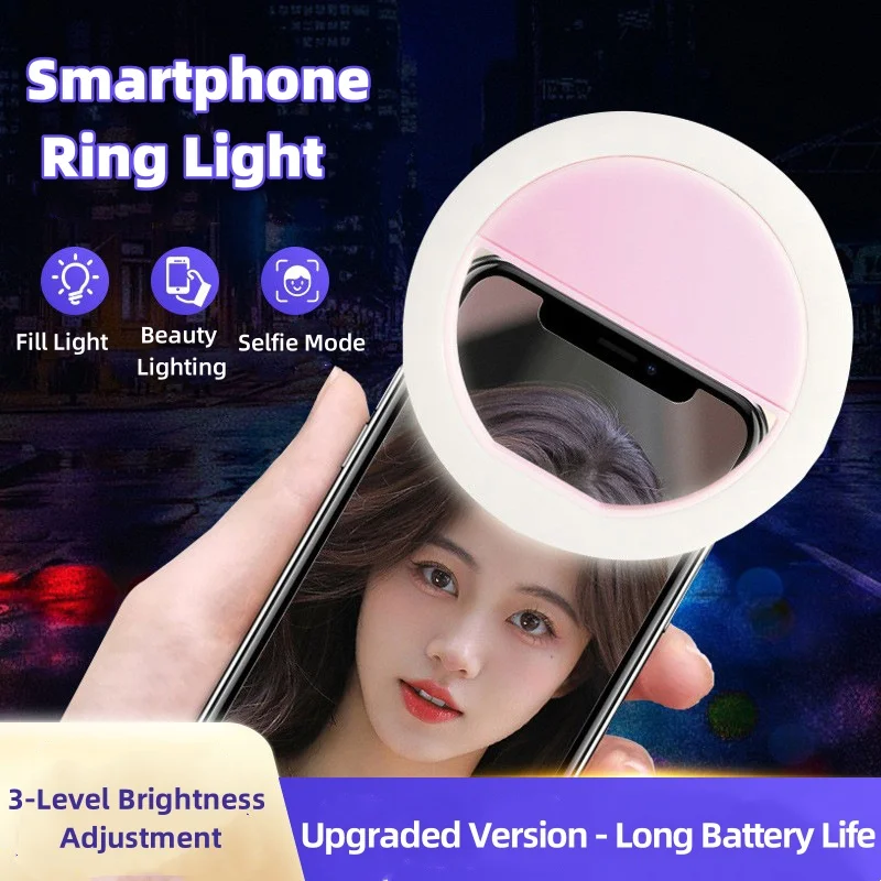 

Сверхлегкий перезаряжаемый заполняющий светильник для телефона, регулируемый ручной кольцевой светильник для селфи с портативным косметическим освещением