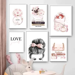 Diy 5d Diamond Painting New 2023 Pink Perfume Books Makeup Nail Eyelash Sweet Pug Dog Female Face For Girls’Room Home Decor