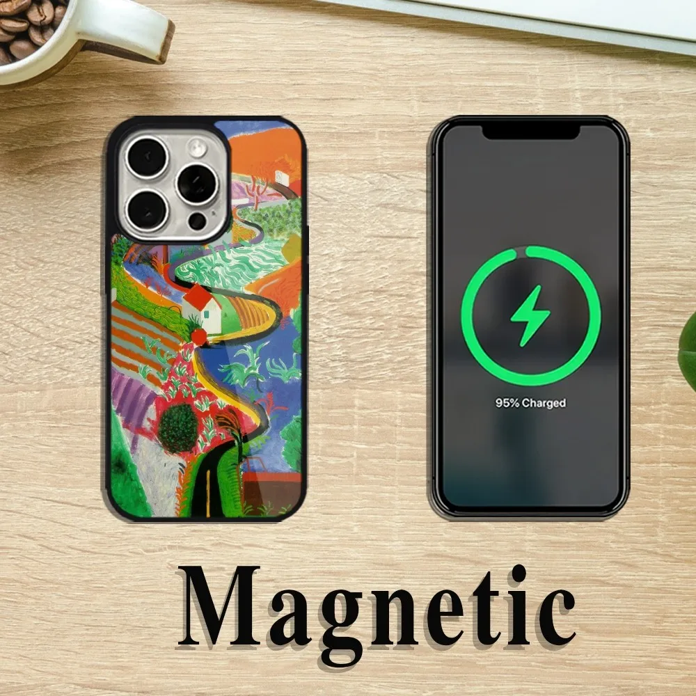 David H-Hockneys Art Phone Case For iPhone 11 12 13 14 15 Pro Max Plus Magsafe Magnetic Wireless Charging