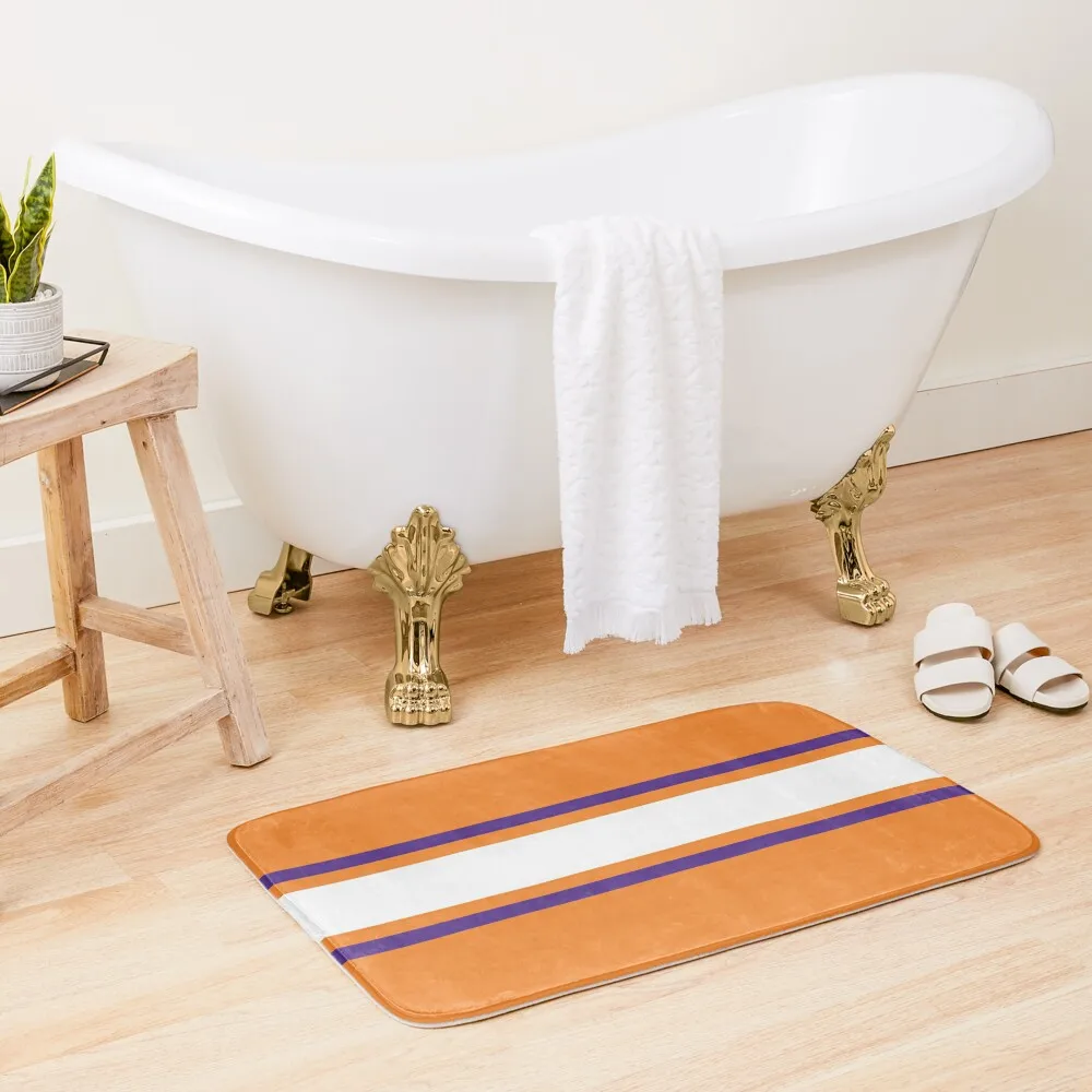 

Orange, White, & Purple Power Stripe Bath Mat Bathroom Rug Set Bathroom Shower House Entrance Mat
