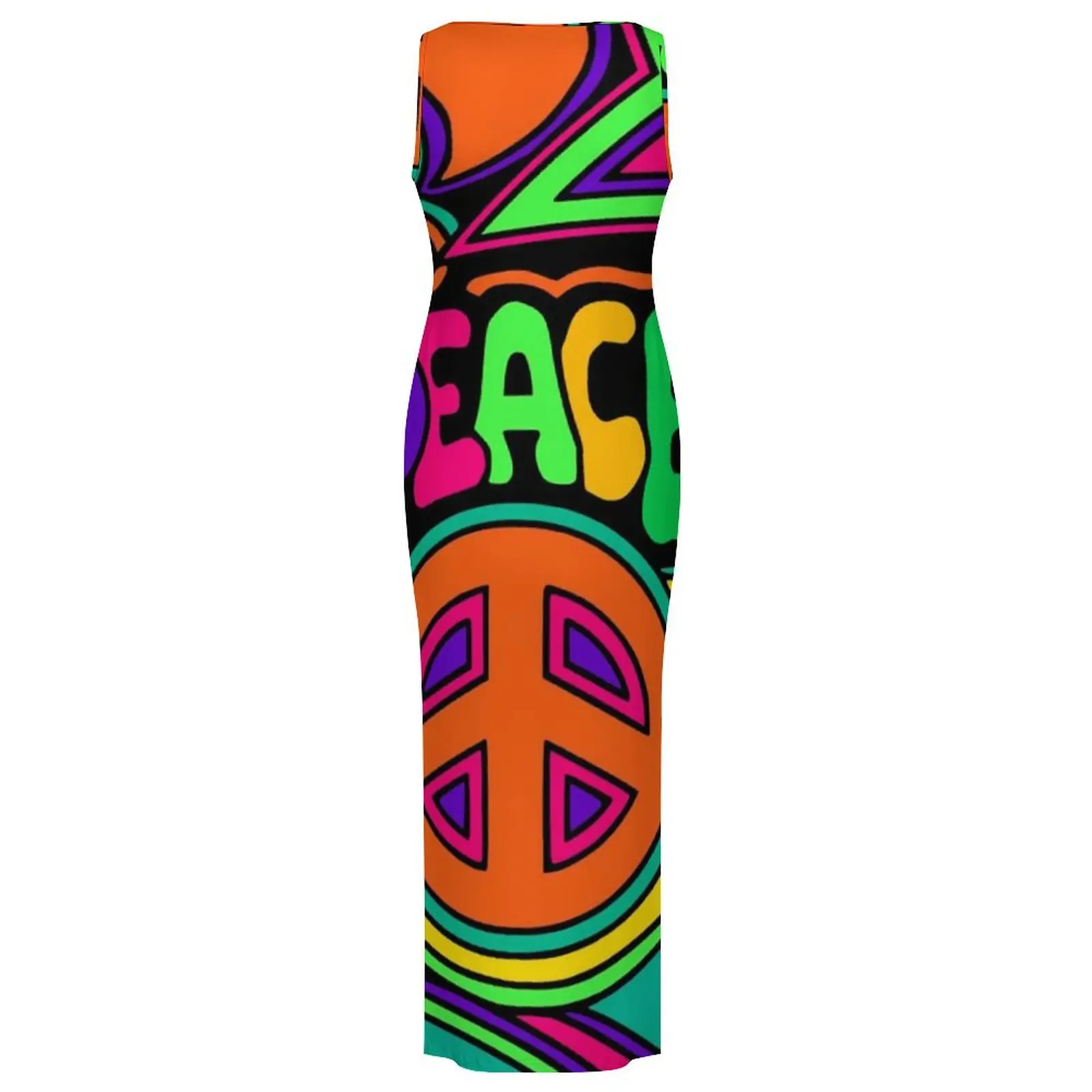 Mooie roze vredesjurk mouwloos kleurrijk hippie ontwerp elegante maxi-jurken zomer Y2K mode aangepaste bodycon jurk groot formaat