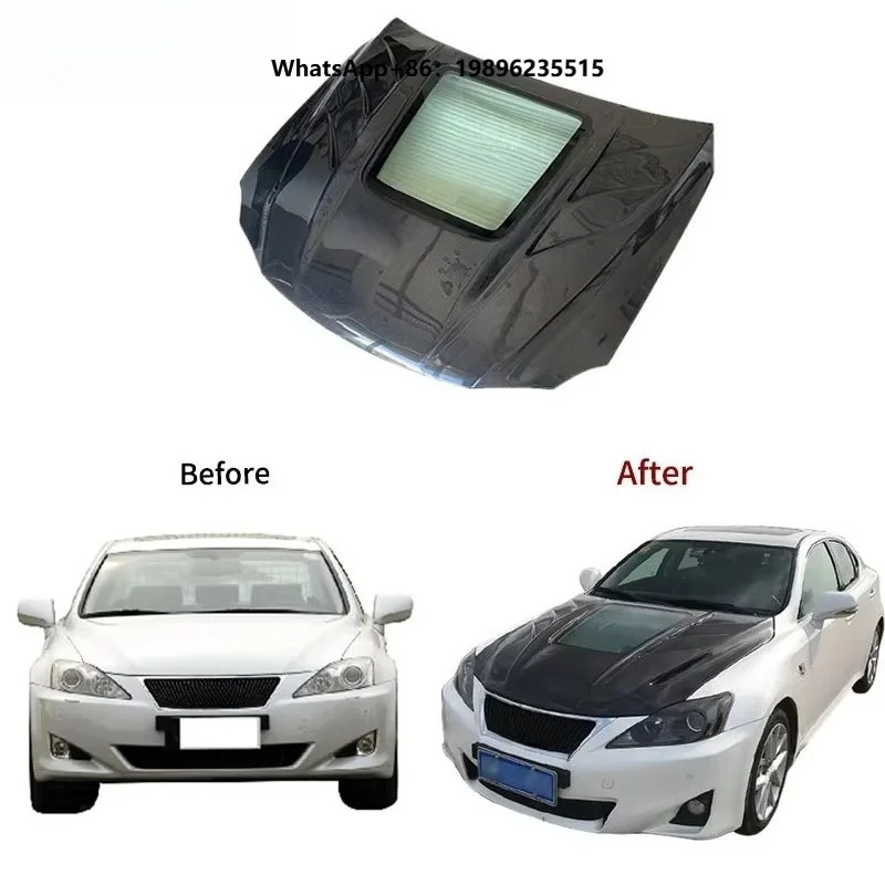 Suitable for 05-12 IS300 250 350 Modification: Carbon Fiber Glass Hood Engine Hood and Front Cover Upgraded Glass Design