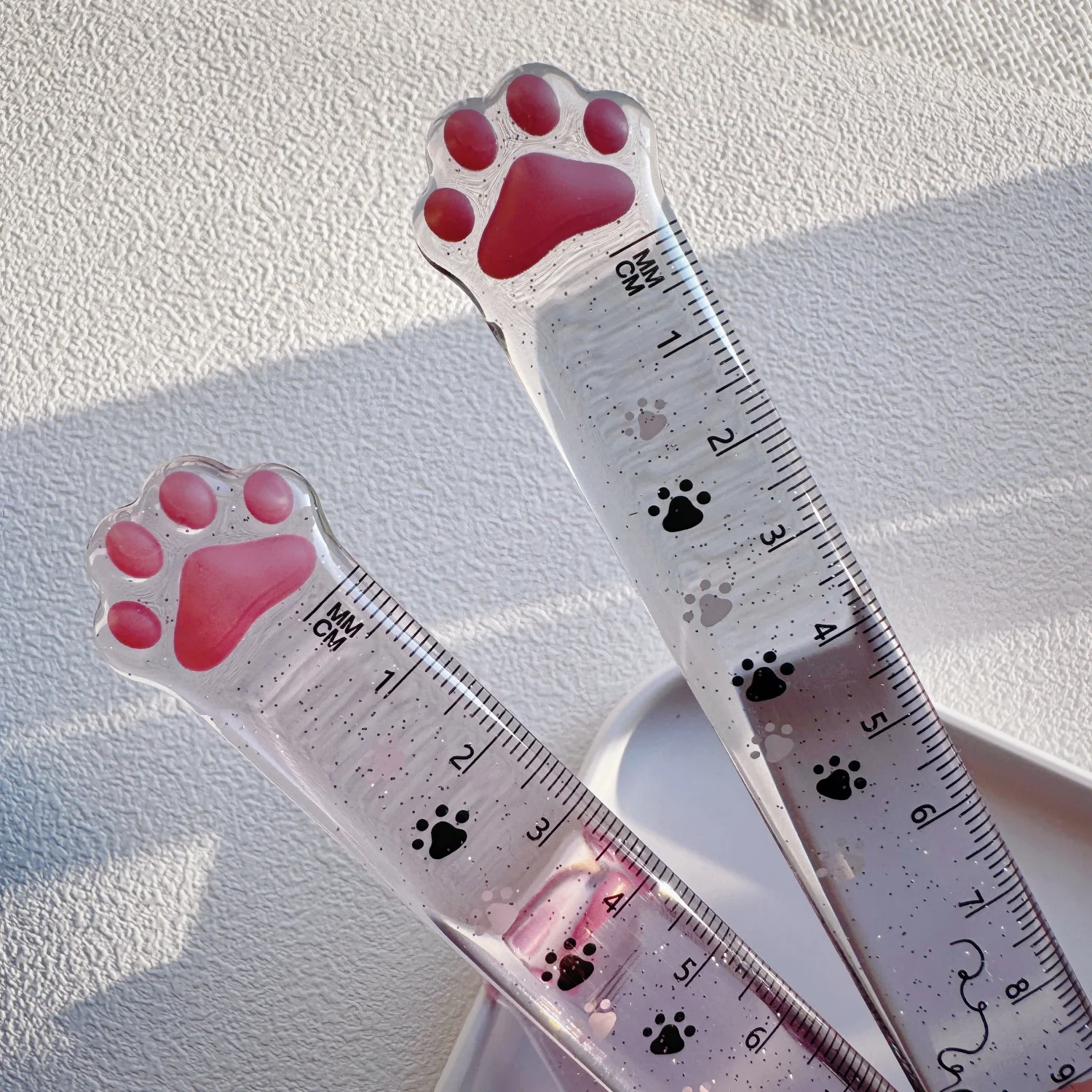 2 pcs Cute Cat Paw Design Straight Ruler 15cm Measurement and Drawing Function School Office Stationery Supplies