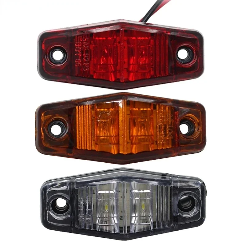 1Pc 12V LED Light 2 Diode Amber/Red/White Universal Mount Clearance Side Marker Car Truck Trailer Caravan