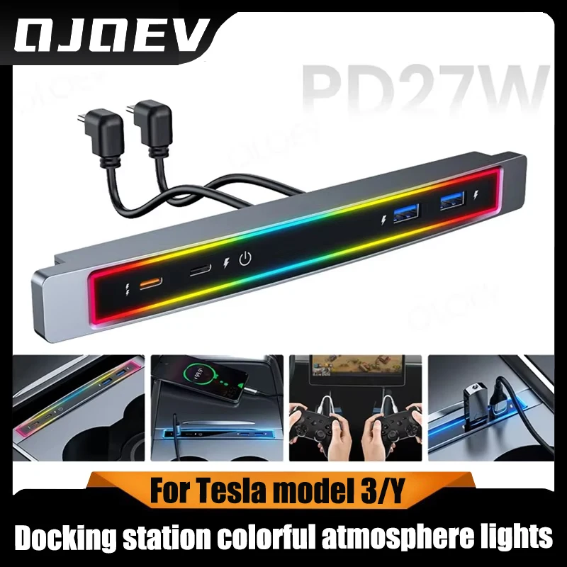 

Для док-станции Tesla/Tesla model 3/Y Док-станция Tesla с красочной атмосферной подсветкой