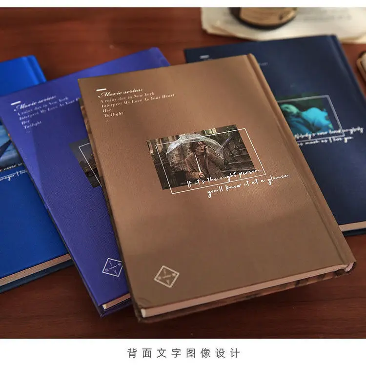 Illustrated Retro Movie Color Page Notepad, Literary and Artistic Exquisite Student Notebook Diary(Give Away Decorations)