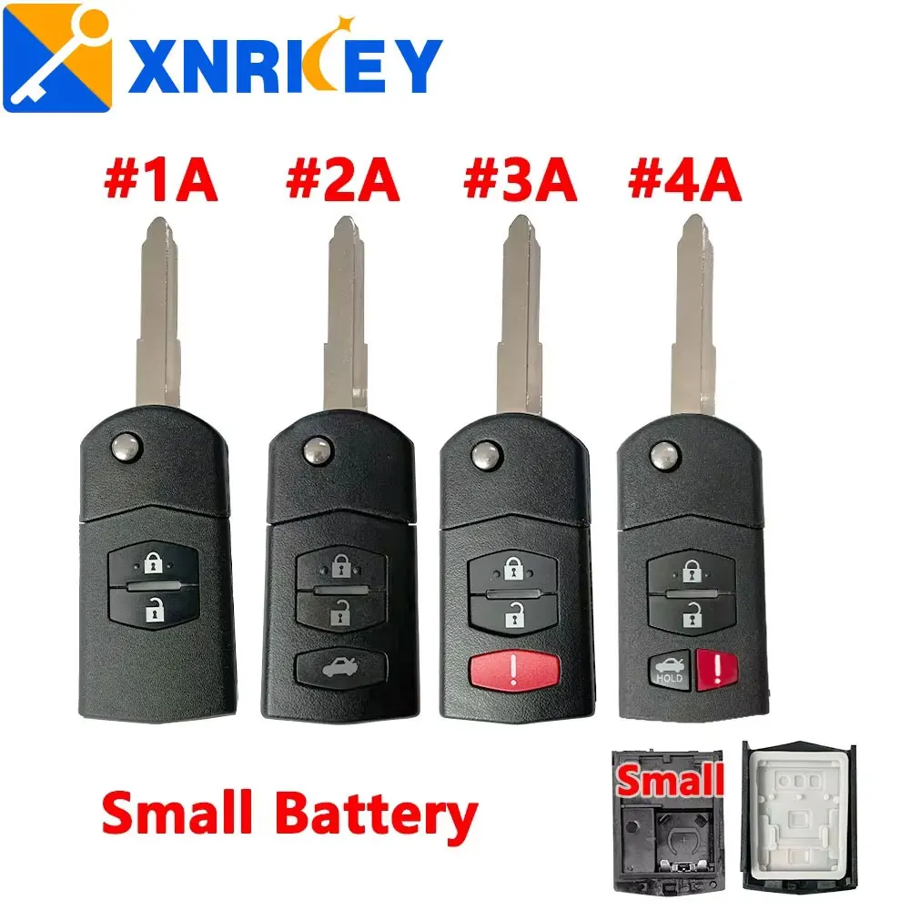 XNRKEY 2/3/4 Button Filp Key Case Flip Remote Key Shell for MAZDA 3 5 6 RX-8 MX-5 Miata CX-5 CX-7 CX-9 RX-8 CX-9 Housing Cover