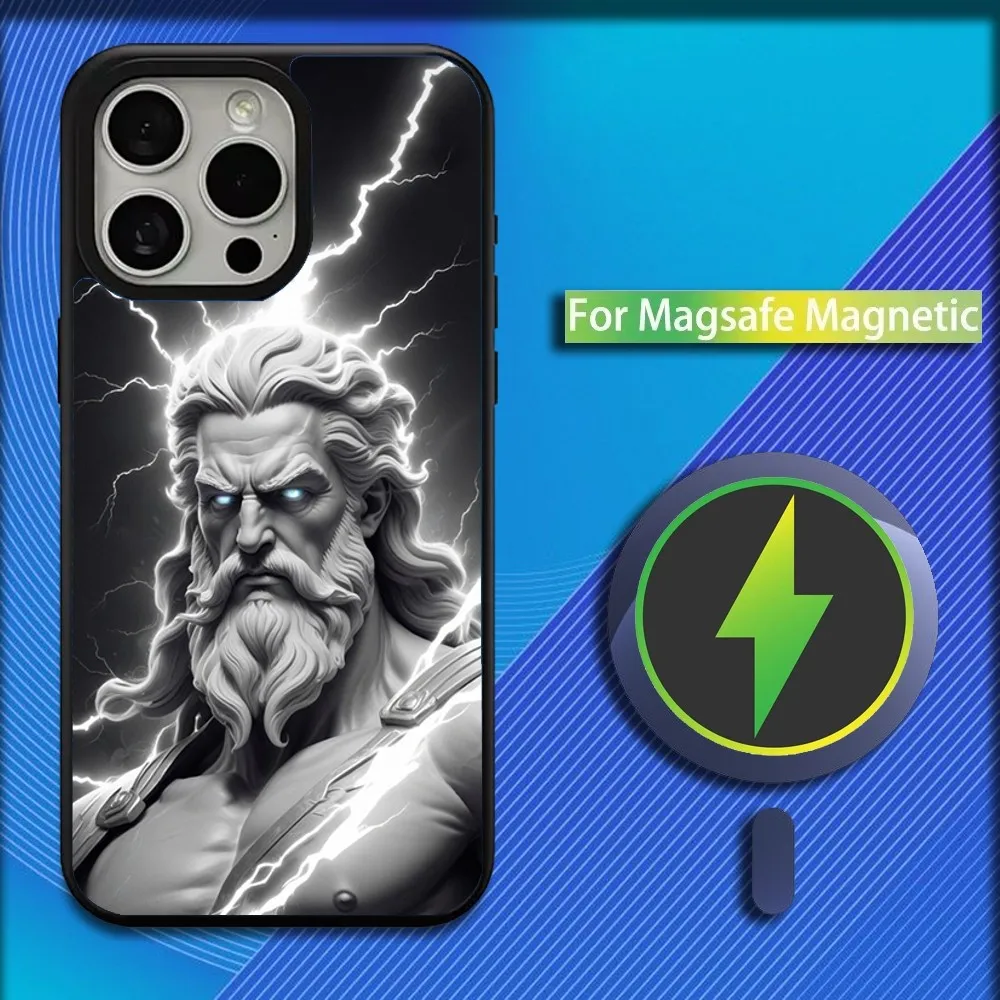 Greek God Statue Face Zeus Phone Case For iPhone 16,15,14,13,12,11,Plus,Pro,Max,Mini Magsafe Magnetic Wireless Charging