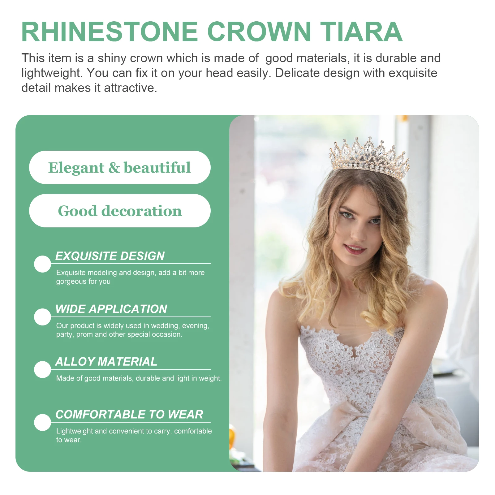 

Стразы Тиара Свадебные аксессуары для волос Декор из сплава Свадебная вечеринка Головной убор Очарование Вечерний выпускной Фотографии Реквизит