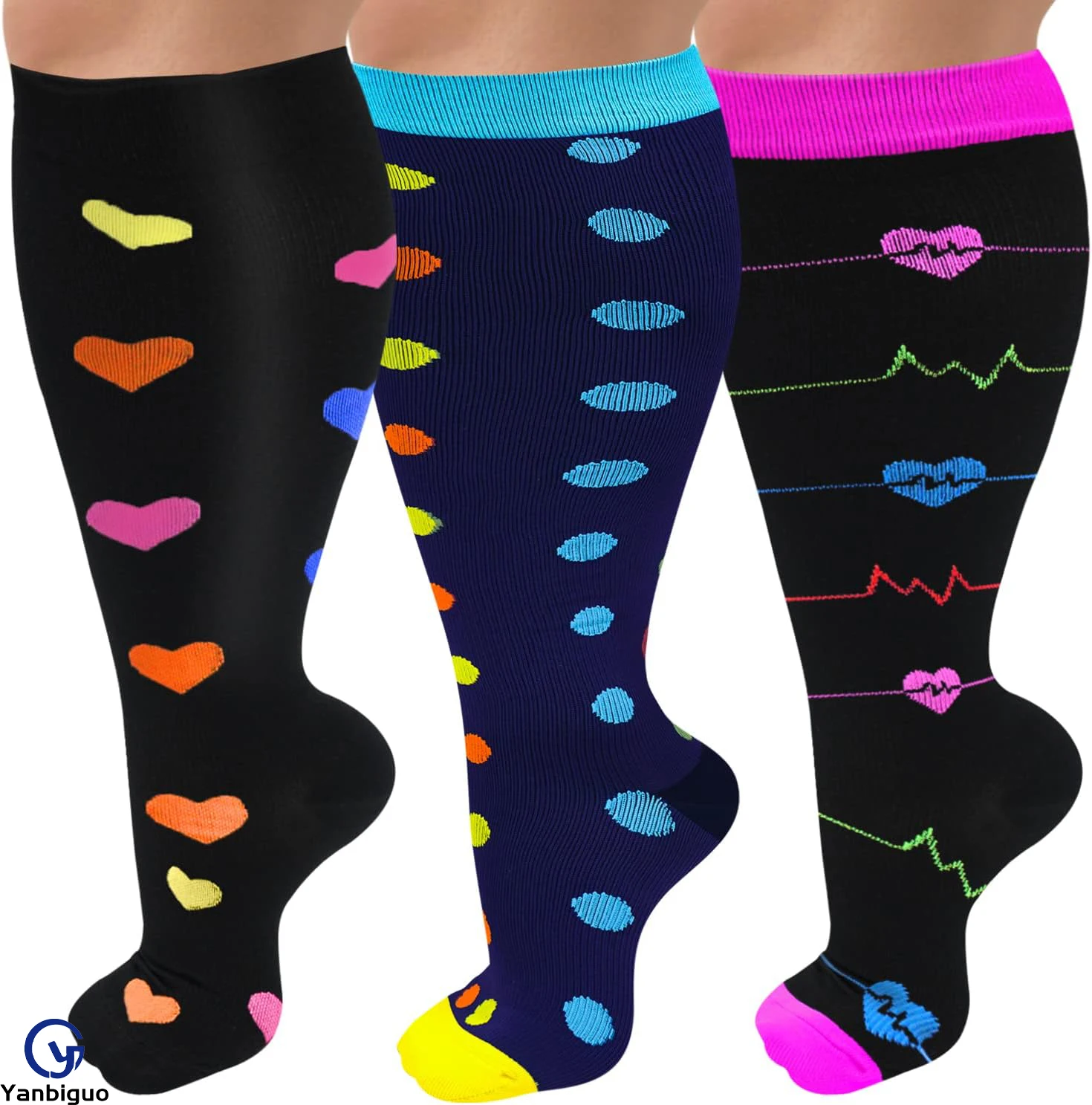 

Plus Size Compression Socks for Women&Men Compression Socks 20-30 mmHg, Wide Calf Stockings Best Support for Running