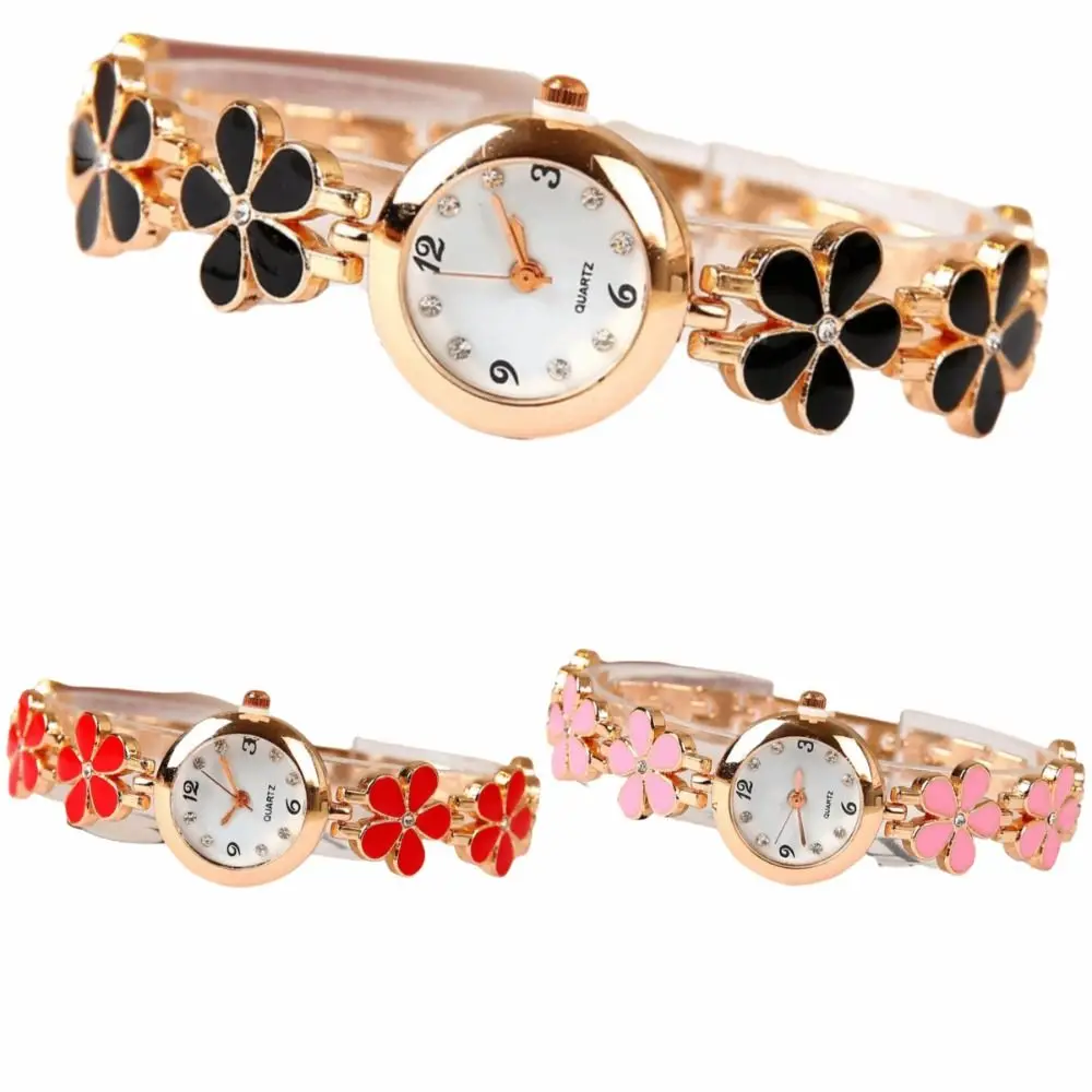 

Vintage Multi Color Women's Quartz Watch Five-Leaf Flower Small & Delicate Quartz Wristwatch Ladies Watch Perfect Gift