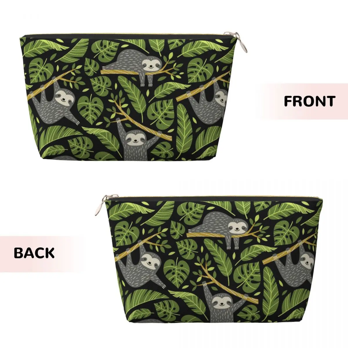 Custom Travel Cute Sloths Tropical Palm Leaves Toiletry Bag Kawaii Cosmetic Makeup Organizer Women Beauty Storage Dopp Kit Box