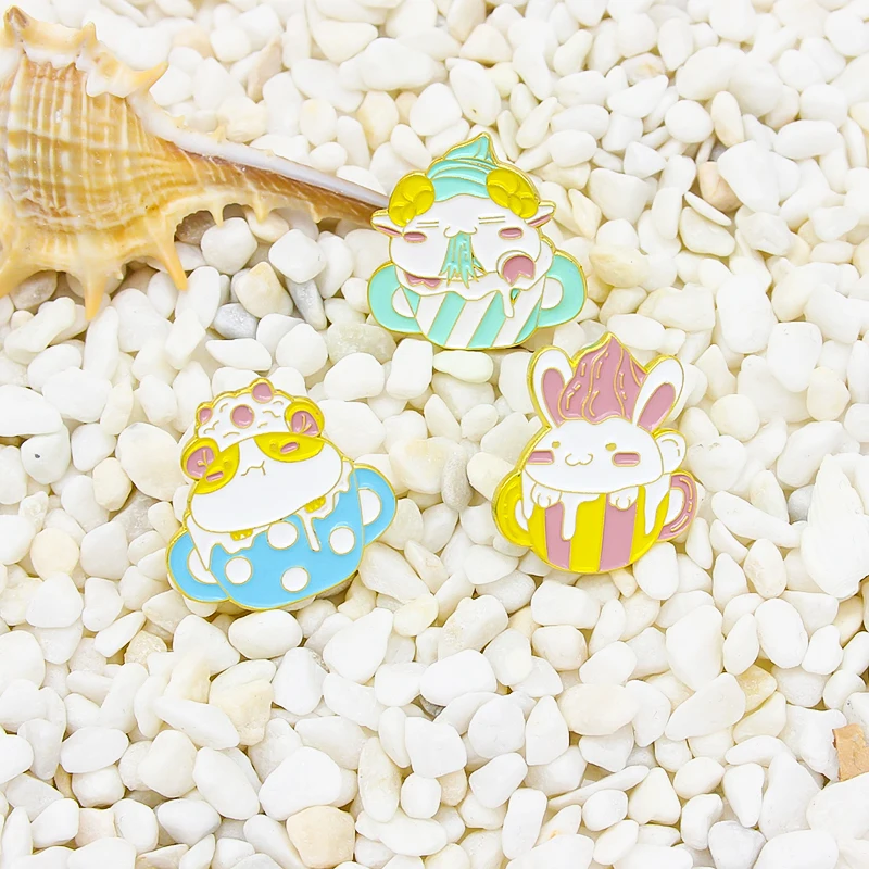 

Brooches Enamel Pin Sheep Rabbit Hamster Mouse Ice Cream Custom Brooch Bag Lapel Pin Badge Jewelry Gift for Kids Cup of Animal