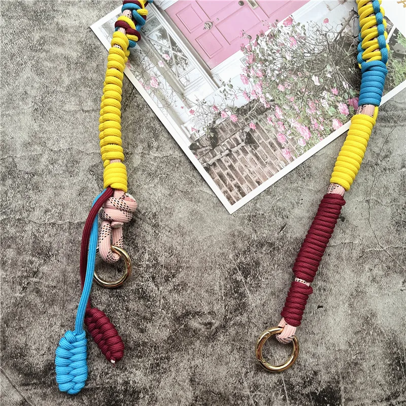 Shoulder Strap Handwoven Lanyard Strap for Phone Strap Contrast Color Landyards Braided Accessories Bag Body Kit Decorate Rope