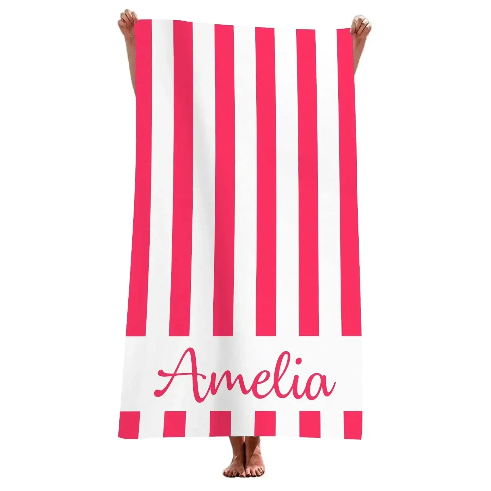 Beach Towel Custom Name Stripe Bath Towel Personalized Beach Towels for Kids/adult Microfiber Quick Dry Sand Free Pool Travel