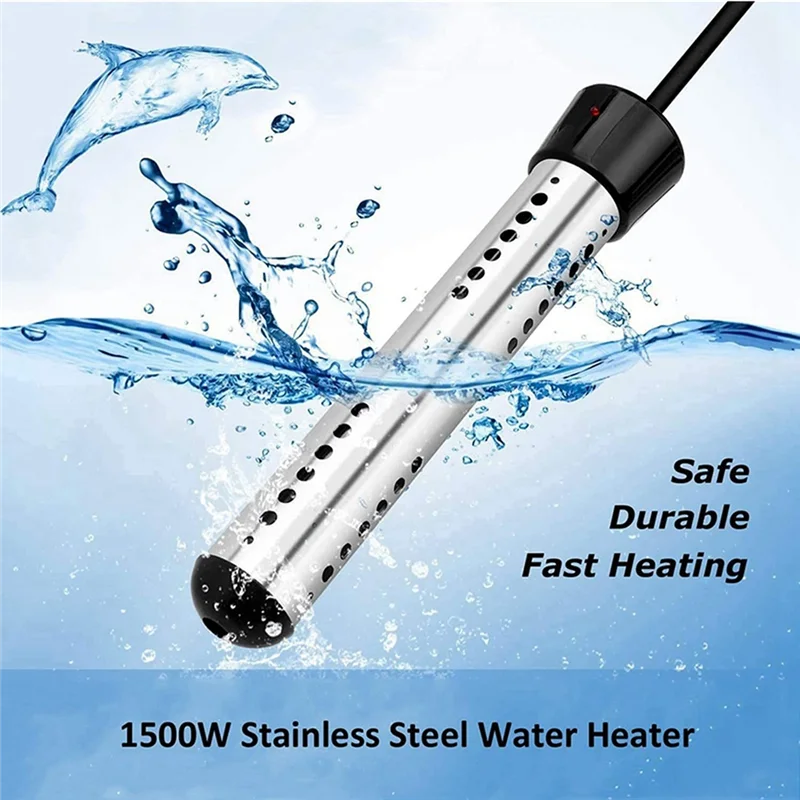 HOT 2500W Immersion Heater, Pool Heater Automatic Timer, Safe Pool Heating Immersion Heater, Perfect for Home Travel EU Plug