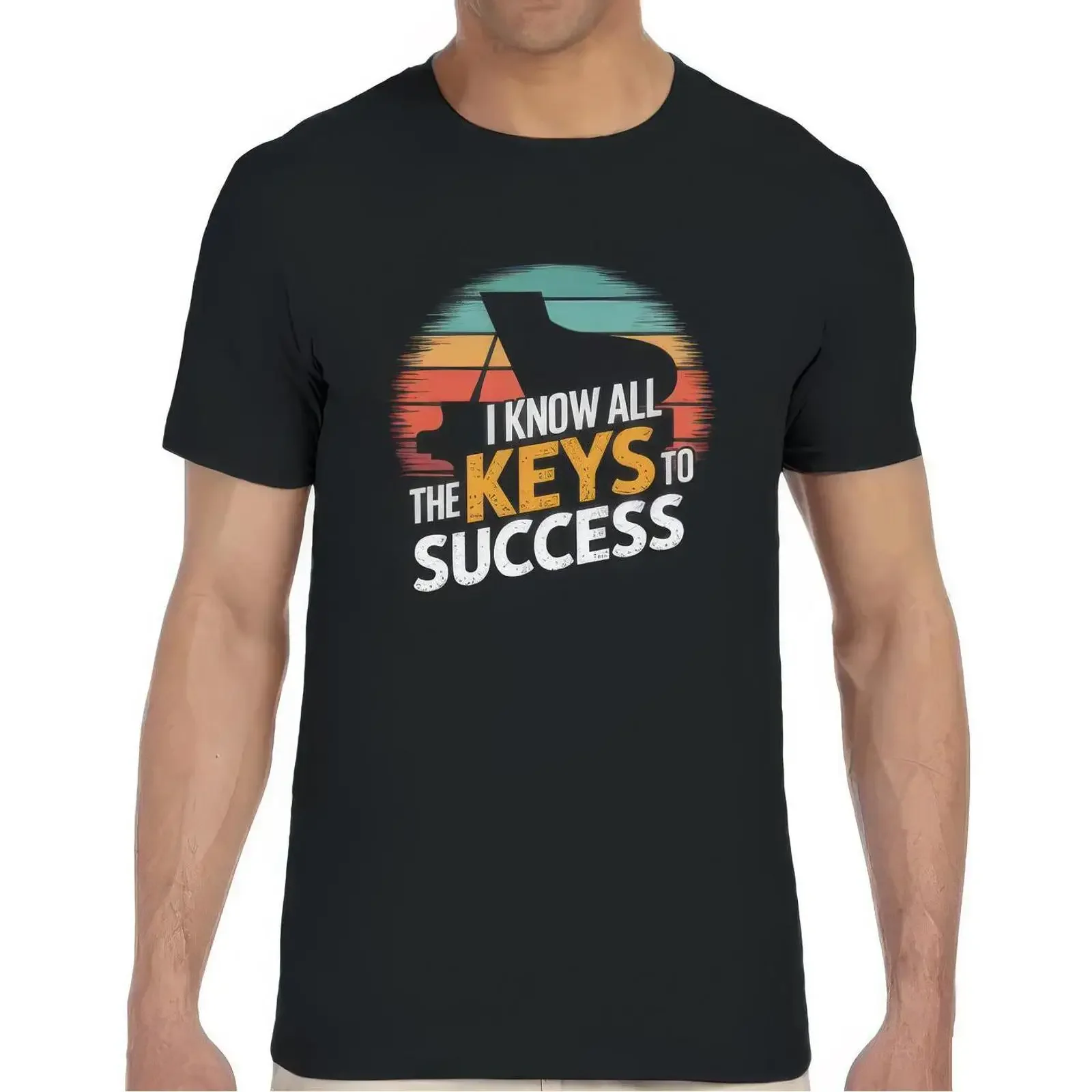 Piano T Shirt 'Keys to Success' unisex vintage Washed Comfortable Versatile Slightly streetwear Unisex Stylish Soft Stretched