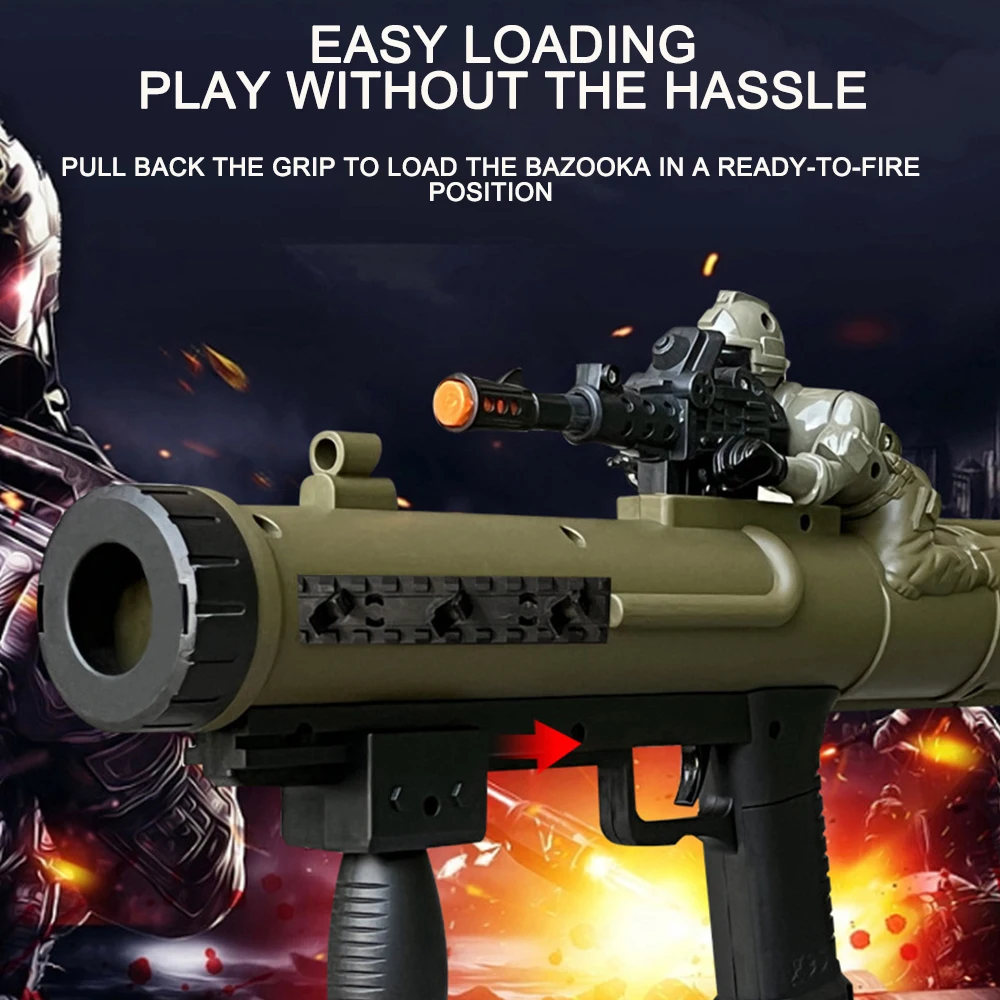 Tactical Howitzer Gun Blaster Launcher Sound light Rocket Launcher Shooting Toys EVA foam Soft Bullet For Children Outdoor Games