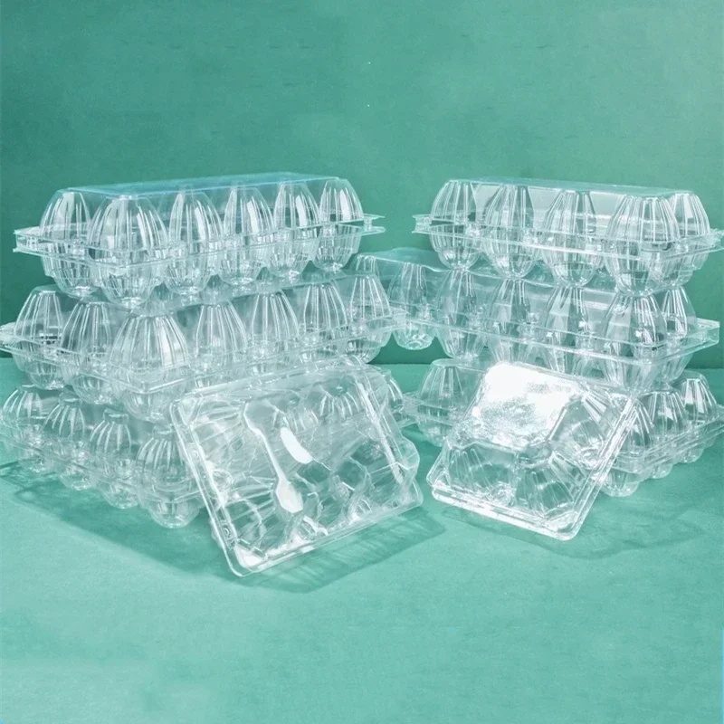 

Strong Eggs Packaging Box Transparent Plastic with Cover Tray Duck Egg Supermarket Sales Packaging Disposable Storage Boxes