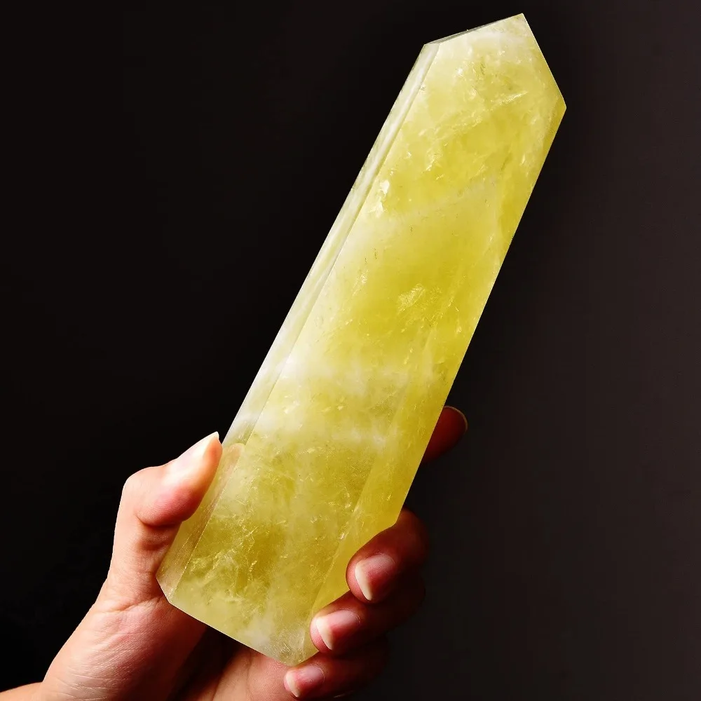 Tour de cristal naturel Citrine, Colonne de Citrine, Cristal jaune, Prisme hexagonal, Obélisque, Pointe de baguette, Artisanat en pierre pour la guérison Reiki