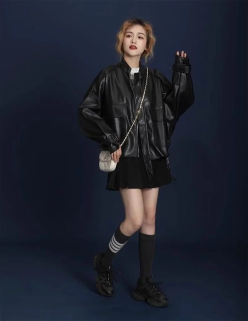 Small leather jacket for women, Unique Classic 2025 new high-end American retro short leather motorcycle Flame Fashion jacket 4