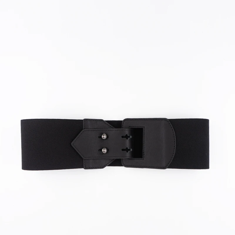 Fashion cowhide women\'s elastic waist dress leather wide belt black women\'s elastic belt