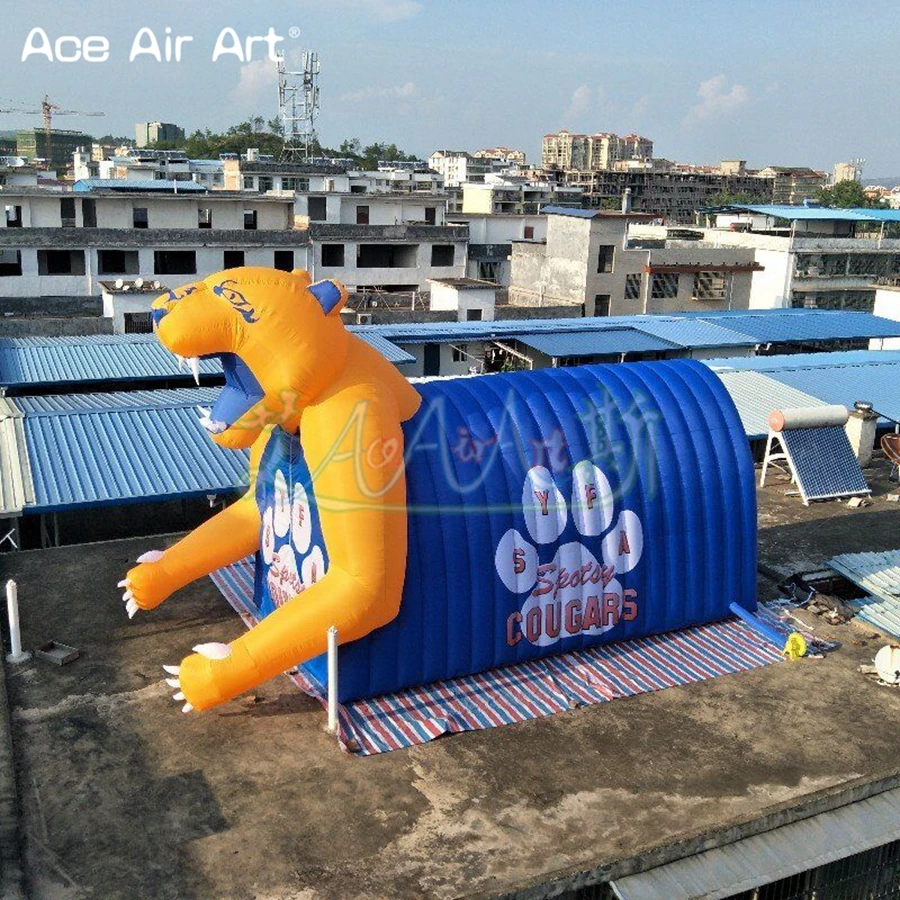 Túnel inflável do leão com portas do zíper, Entrada do mascote gigante, Barraca para o jogo e o evento do esporte