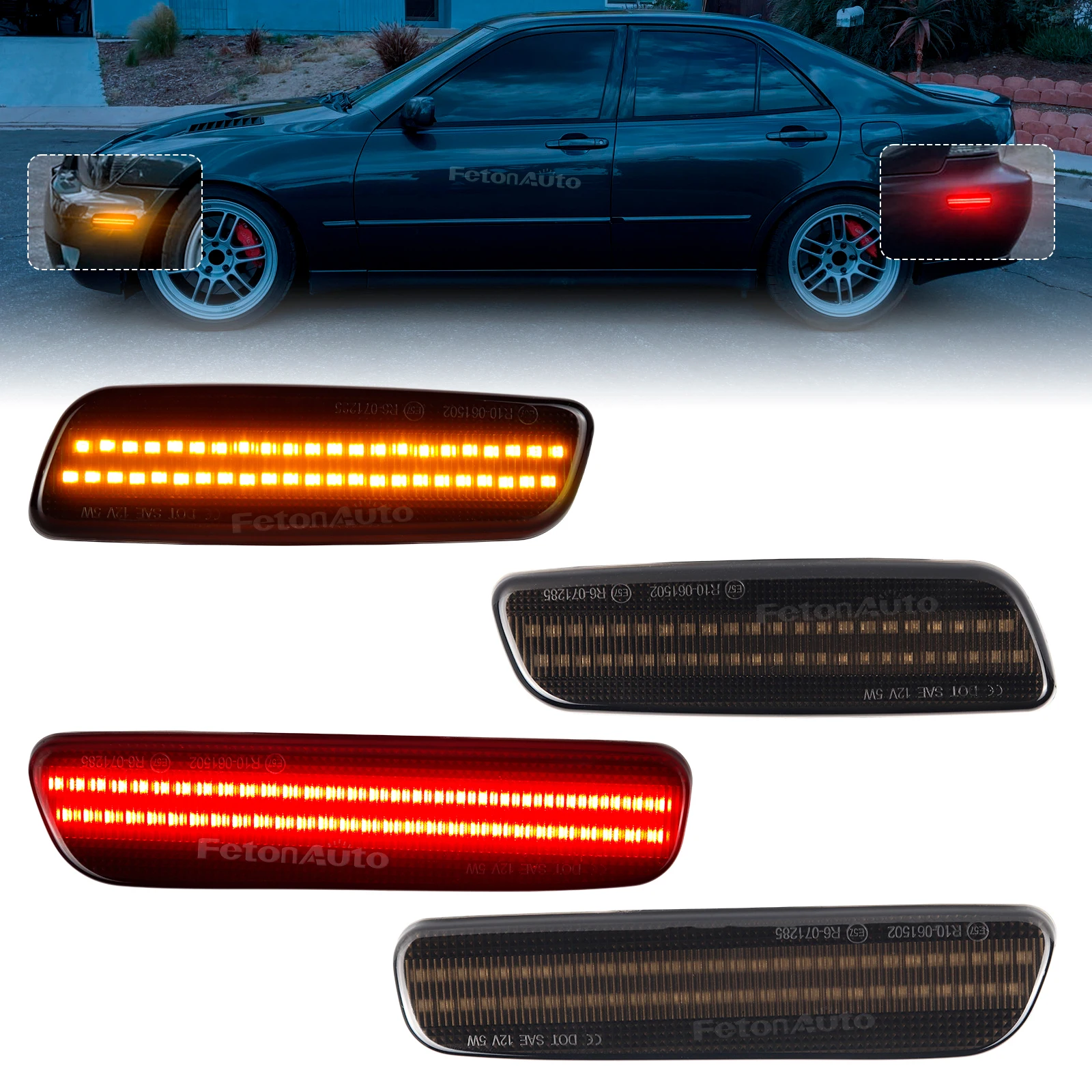 LED Amber Red Blink Side Marker Lights Front Rear Blinker Fender Lamp For 2000-2005 Lexus IS300