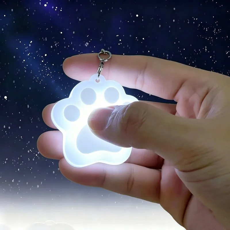 Touch Sensitive LED Charging Light Keychains Automatic Sensor White Lamp Light Gift Cute Star Cat Paw Shape Backpack Decoration