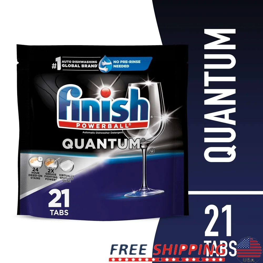 Cápsulas para lavavajillas Quantum, sin preenjuague, pestañas de detergente para lavavajillas, jabón, limpieza avanzada, 21 unidades