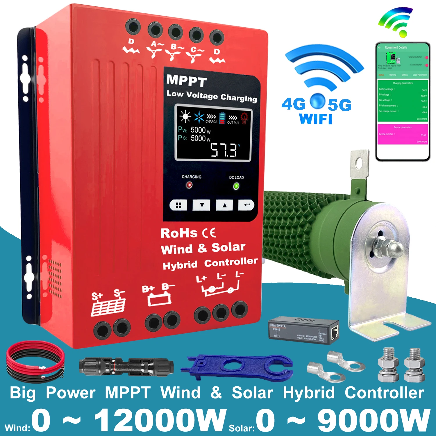 MPPT 12V 24V 48V 3000W Wind Solar Hybrid Charge Controller Regulator For Solar Panel Wind Turbine For Lifepo4 Lithium Lead Acid