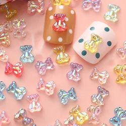 12Grids Aurora Mini Bear Nail Art Charms Mixed-Color Kawaii Resin Bears Nails Decoration Lovely Manicure Rhinestones Accessories