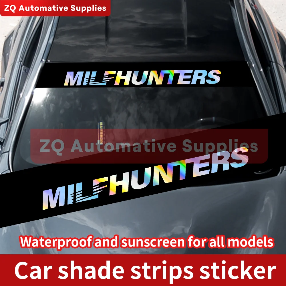 

MILFHUNTERS Creative Car Font Window Windshield Sticker Laser Reflective Decal Vinyl Sun Visor Exterior Decoration Accessories