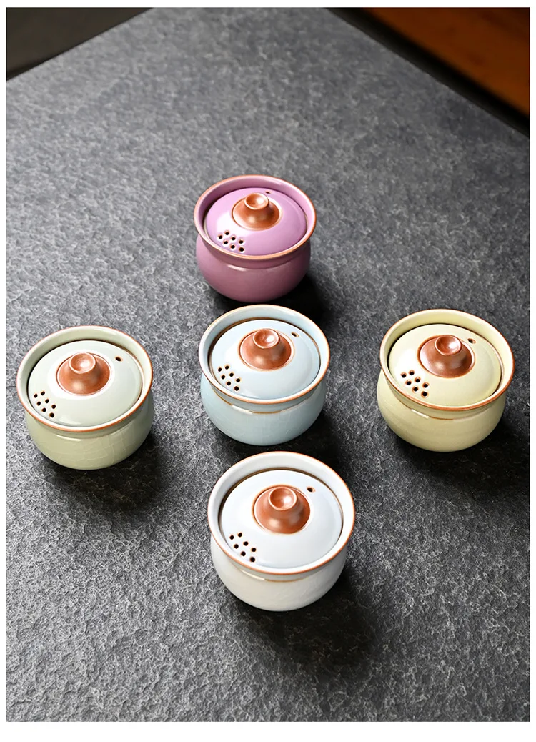 

High end Ru kiln travel tea set, outdoor portable tea making tea set, one person drinking activity, business companion gift
