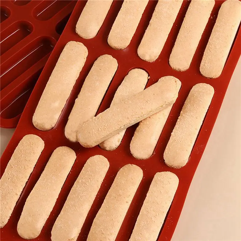 ABCA-4X Tiramisu Finger Biscuit Silicone Mould,15 Cavities Cereal Bars Baking Mould,Chocolate Bar Mold