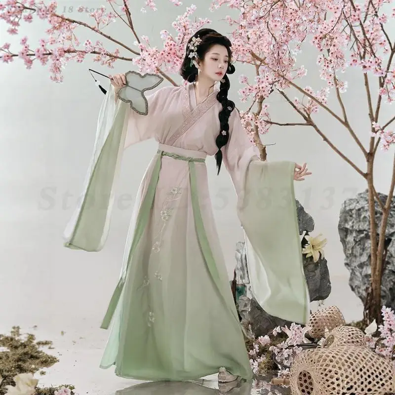 وي جين هانفو مجموعة الصينية التقليدية الجنية تأثيري حلي الجدة فستان قديم ربيع الخريف التطريز سلالة تانغ الملابس