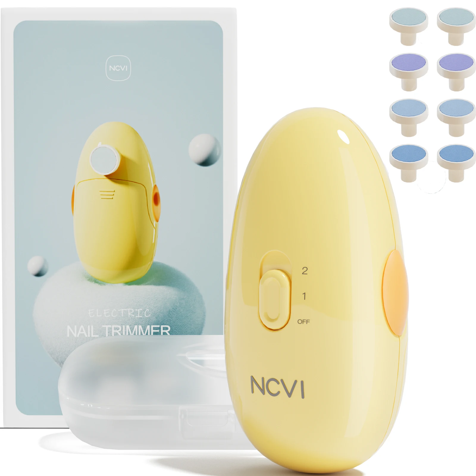 NCVI Baby Nail Trimmer Electric, Safe Polish Set for Newborn Infant Toddler Kids, Toes and Fingernails Care, 8 Grinding Pad