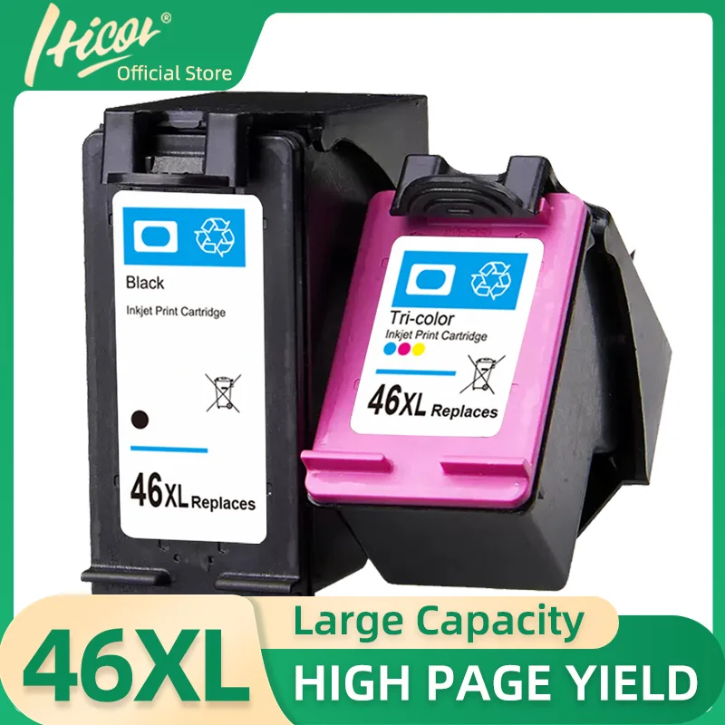 Cartucho de tinta para impresora HP 46, recambio de tinta remanufacturado para HP DeskJet 4729, DeskJet Ink Advantage 2020, 2029, 2520, 2529