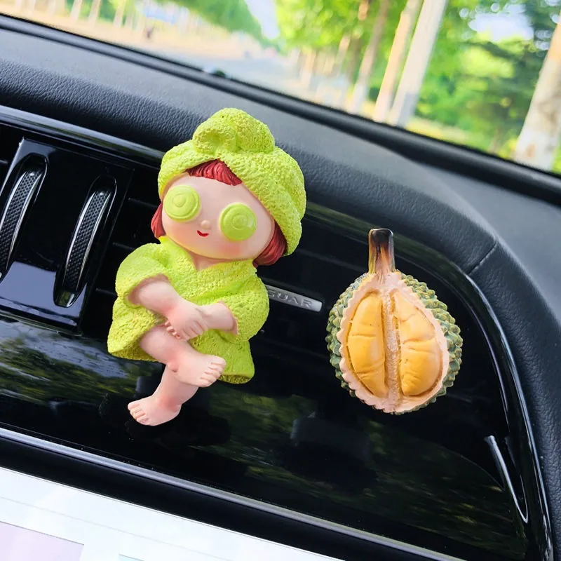 1pc Car Ice Cream Girl Vent Aromatherapy Clip Harmless Resin Cute Cartoon Comic Playful Bathrobe Interior Decoration Accessories