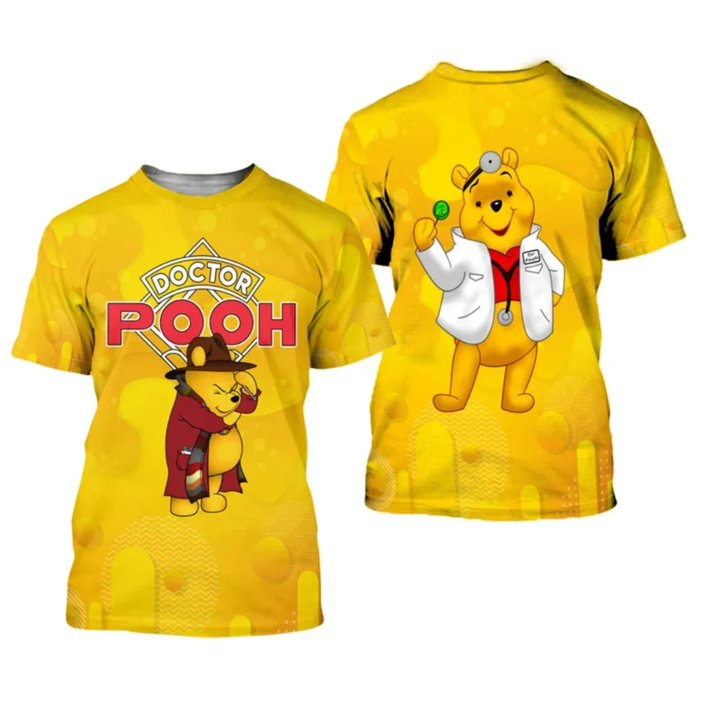 Dr. Winnie the Pooh 3D T-Shirt Yellow Button Pattern Disney Clothing Unisex Casual T-Shirt Holiday Vacation Clothing Men Women S