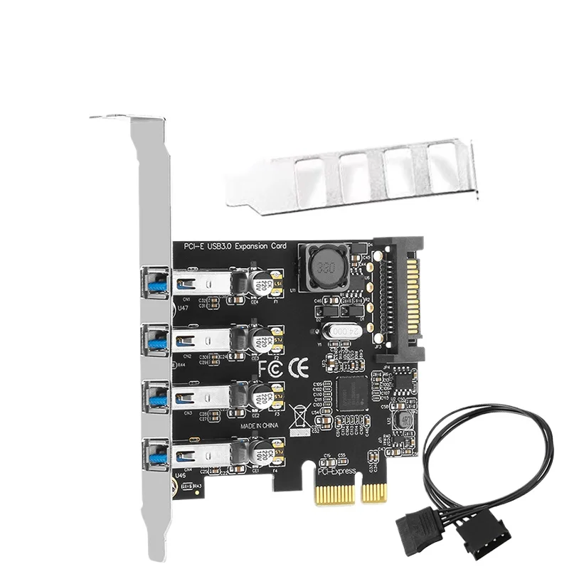 For PCIE Four-port USB 3.0 Adapter Card PCI-Ex1 To 4-port USB Expansion Card SATA Power Supply NEC720201