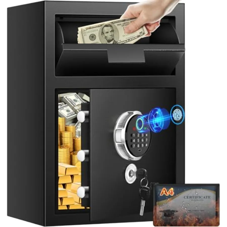 

2.8 Cuft Biometric Drop Safe for Business Home Office Retail Store Mail Church Anti-Theft Fingerprint Safe Box with Quick Place