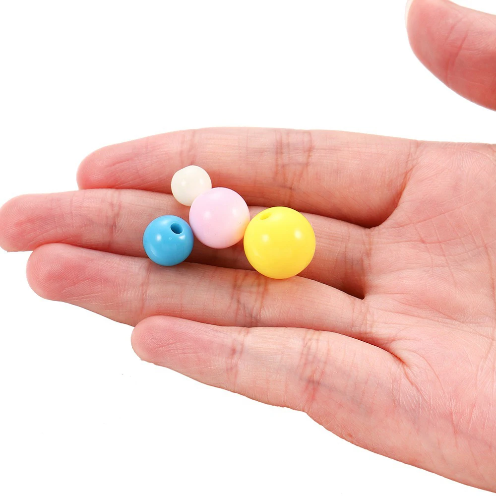 

Candy Color Acrylic Round Bead Bracelets Necklace Jewelry Making DIY Crafts Multi-Color Plastic Bubble with Hole Loose Beads