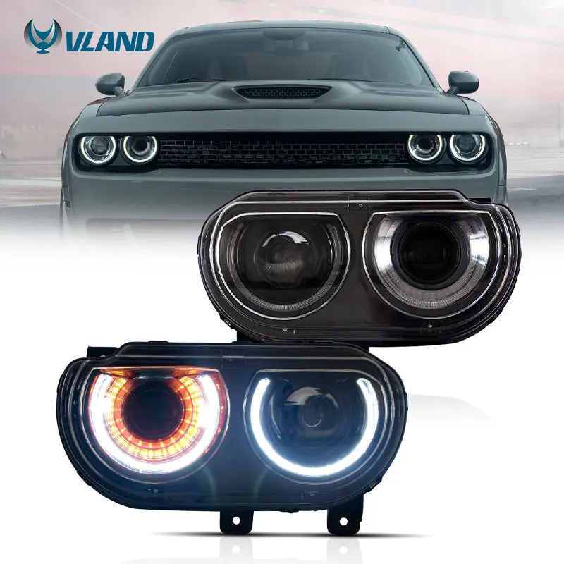Plug And Play Headlight Assembly For Dodge Challenger SXT 2008-2014, Compatible With Vehicle Wiring