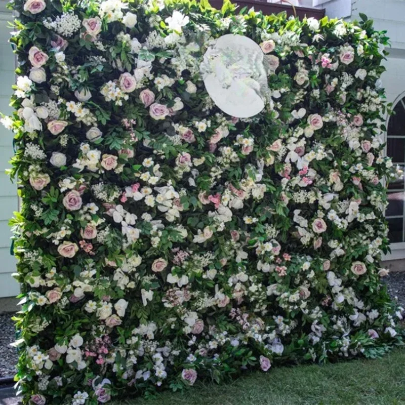 Artificial Hanging Flower Events Decorative Stage Plant Flowers Backdrops White Blush Silk Flower Wall