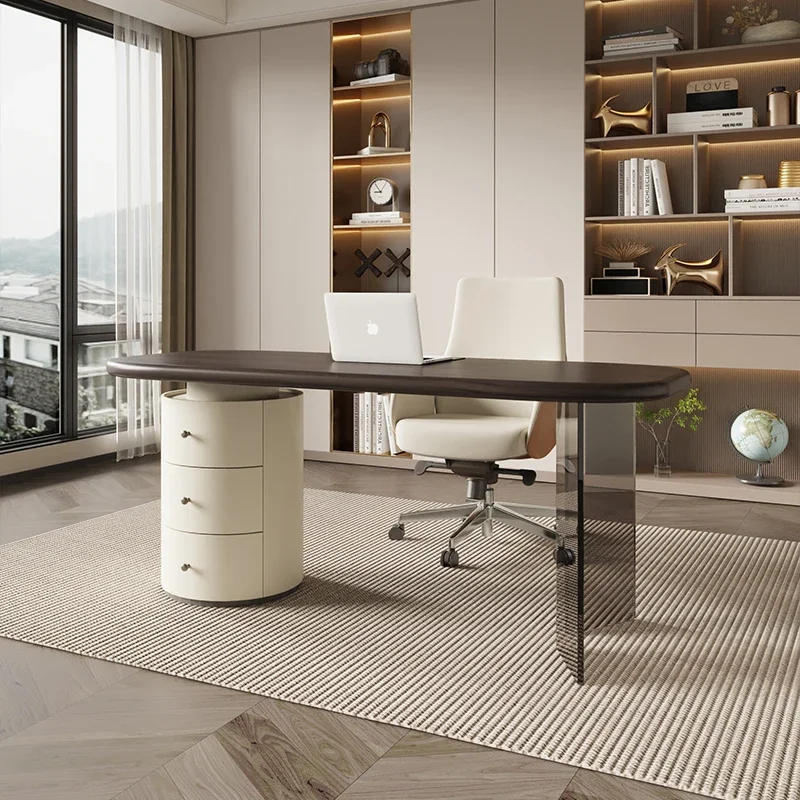 

Роскошный белый офисный стол с беспроводным зарядным устройством, современный регулируемый рабочий стол с выдвижными ящиками, мебель для руководителя