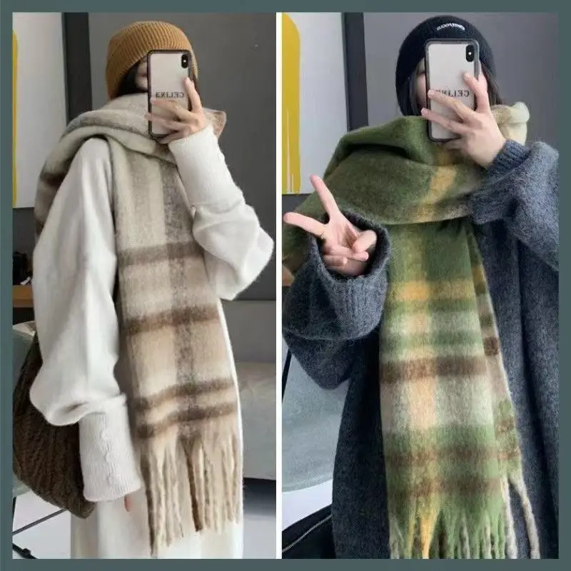 ﻿   여성용 레인보우 헤어리 테슬 에샤르프 겨울용 두꺼운 따뜻한 숄 및 랩 반다나 파시미나 롱 테슬 여성용 풀라드 두꺼운 담요