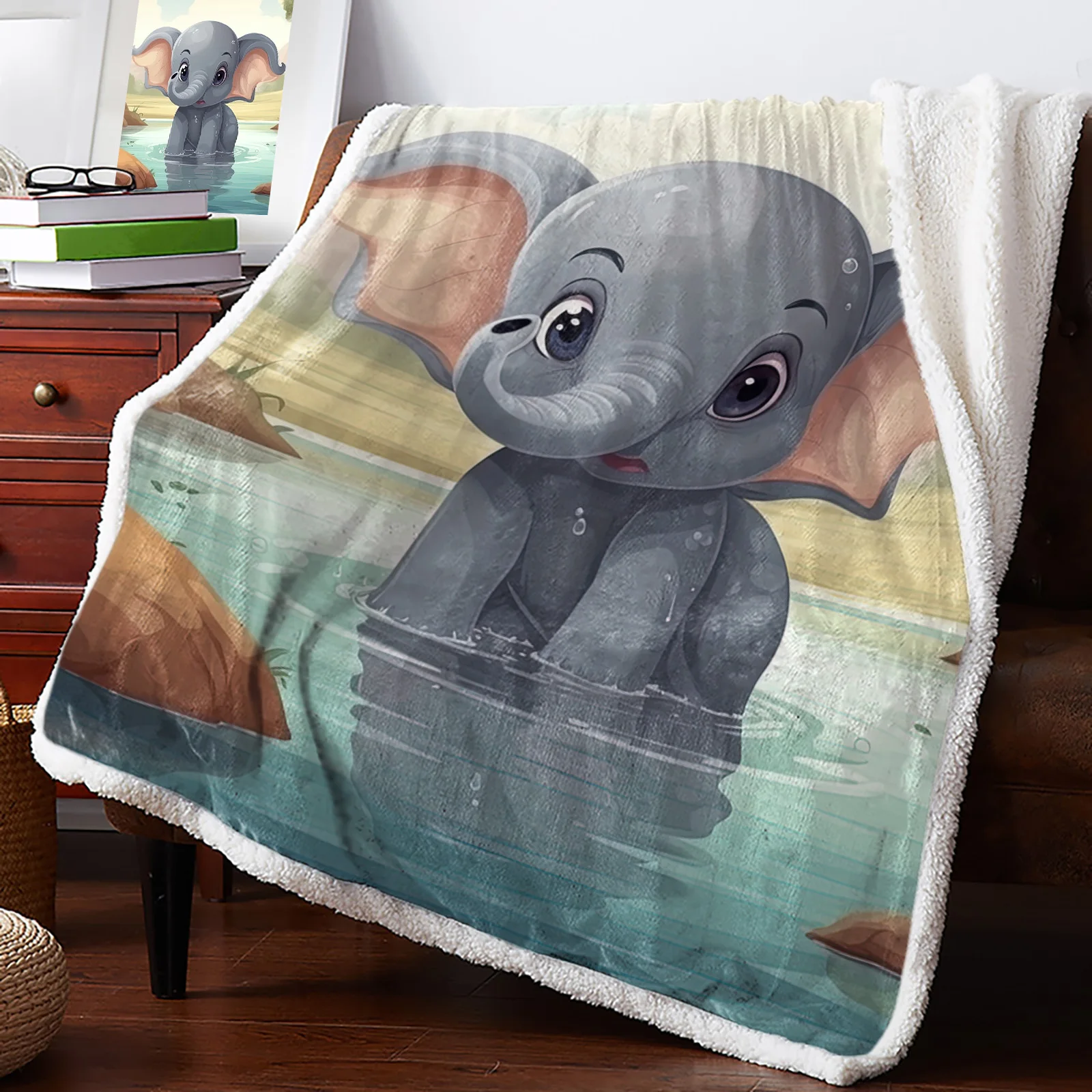 Elephant Pool Reflection Blankets Winter Warm Cashmere Blanket Office Sofa Soft Throw Blanket Kids Bed Bedspread