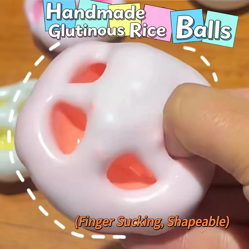 Smooth Glossy Mochi Squeeze Fidget Ball, Reusable Moldable Glutinous Rice Cake Squishy Toy for Office Daily Relax