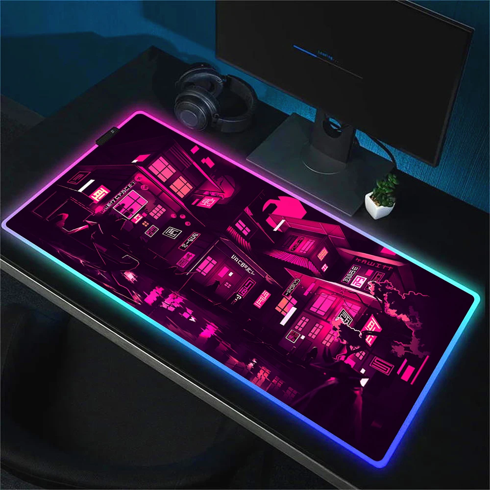 

Настенный Коврик для мыши с RGB-клавиатурой, неоновый красочный настольный коврик для мыши с подсветкой, аниме компьютерные игровые аксессуары, Настольный коврик 800x300